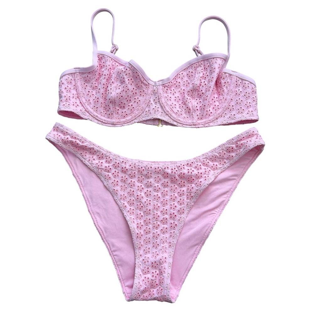 Victoria's Secret PINK x Frankies Bikinis Eyelet Underwire Bikini Set Pink L